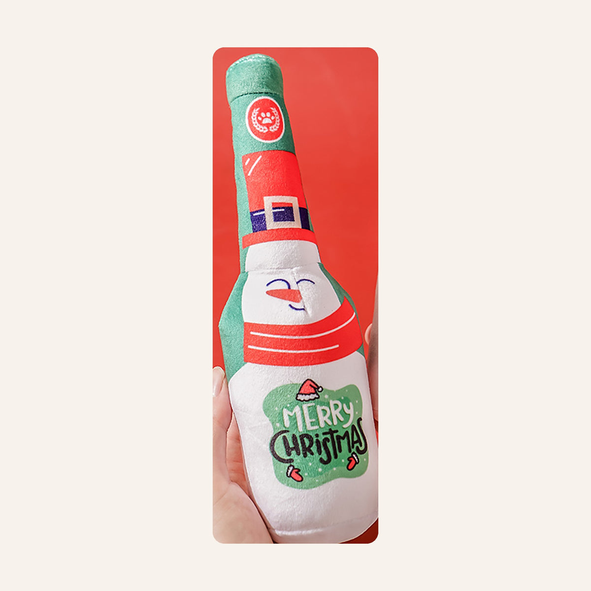 Snowman Christmas squeaky bottle dog toy