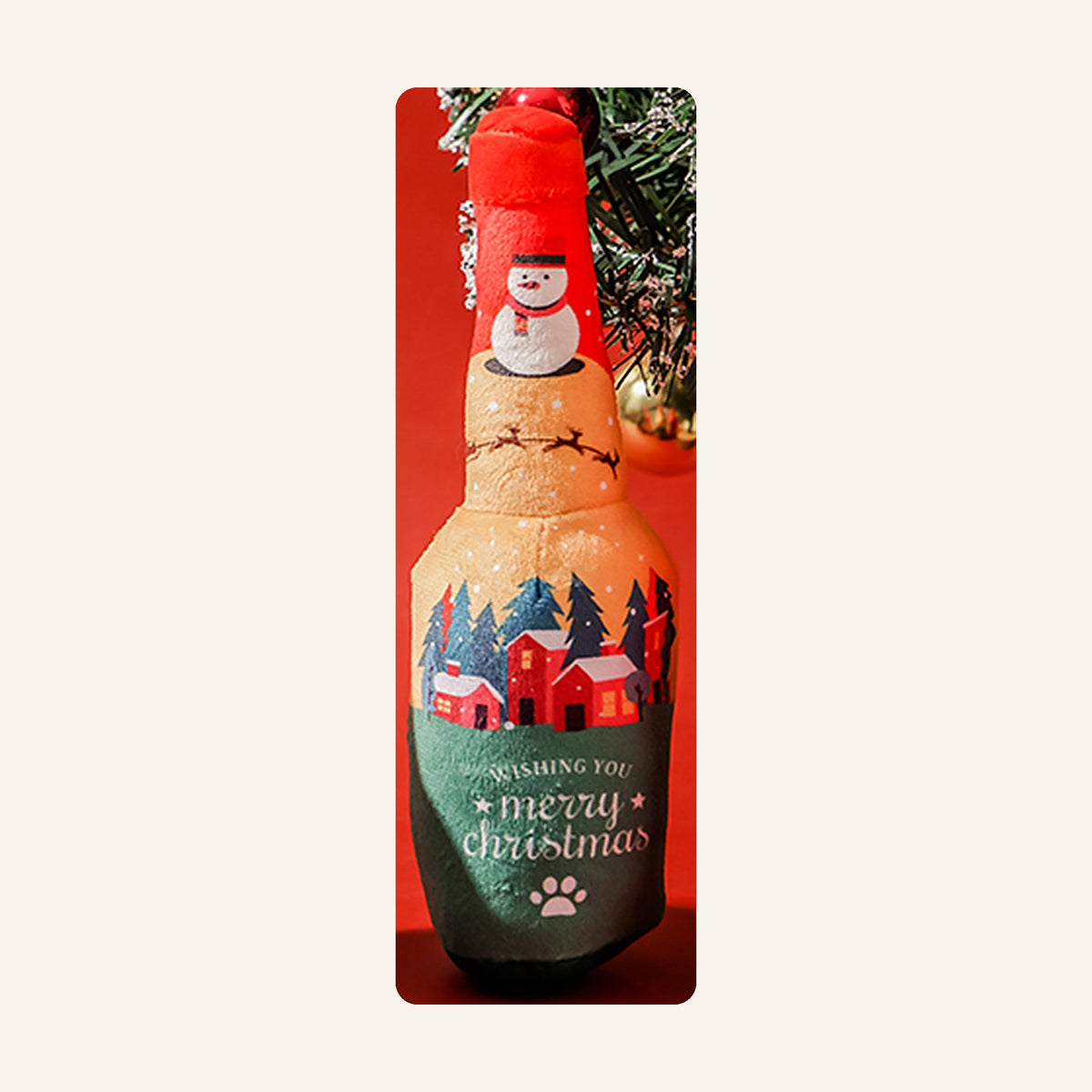 Christmas home squeaky bottle dog toy with snowy houses