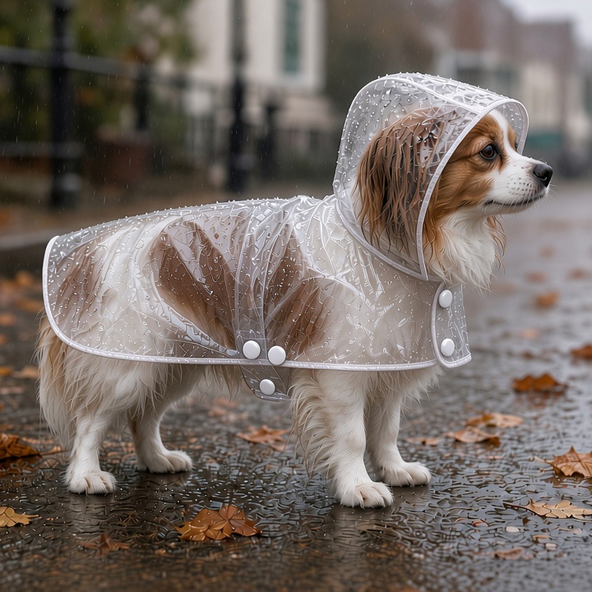 Clear Hooded Dog Raincoat with Coloured Trim