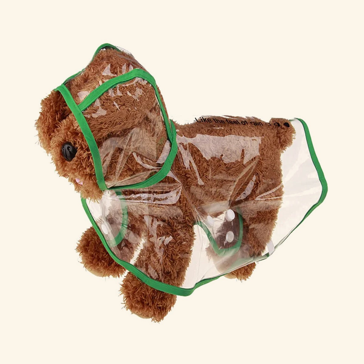 Clear Hooded Dog Raincoat with Coloured Trim