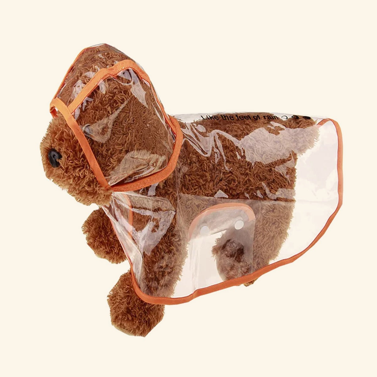 Clear Hooded Dog Raincoat with Coloured Trim