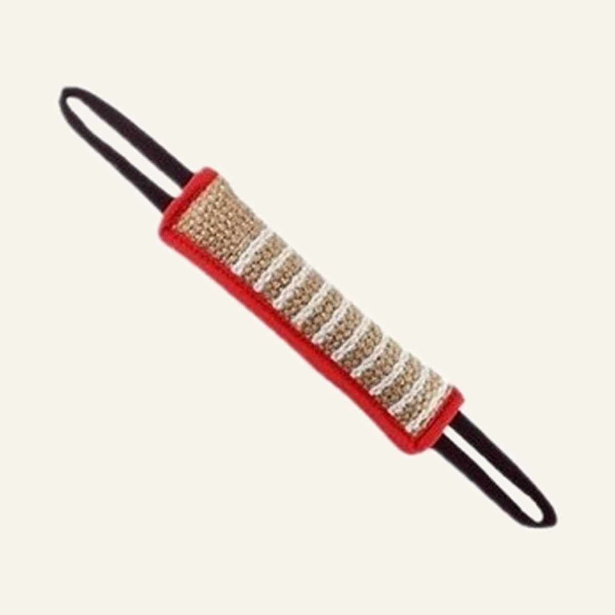 Jute tug toy with red handles