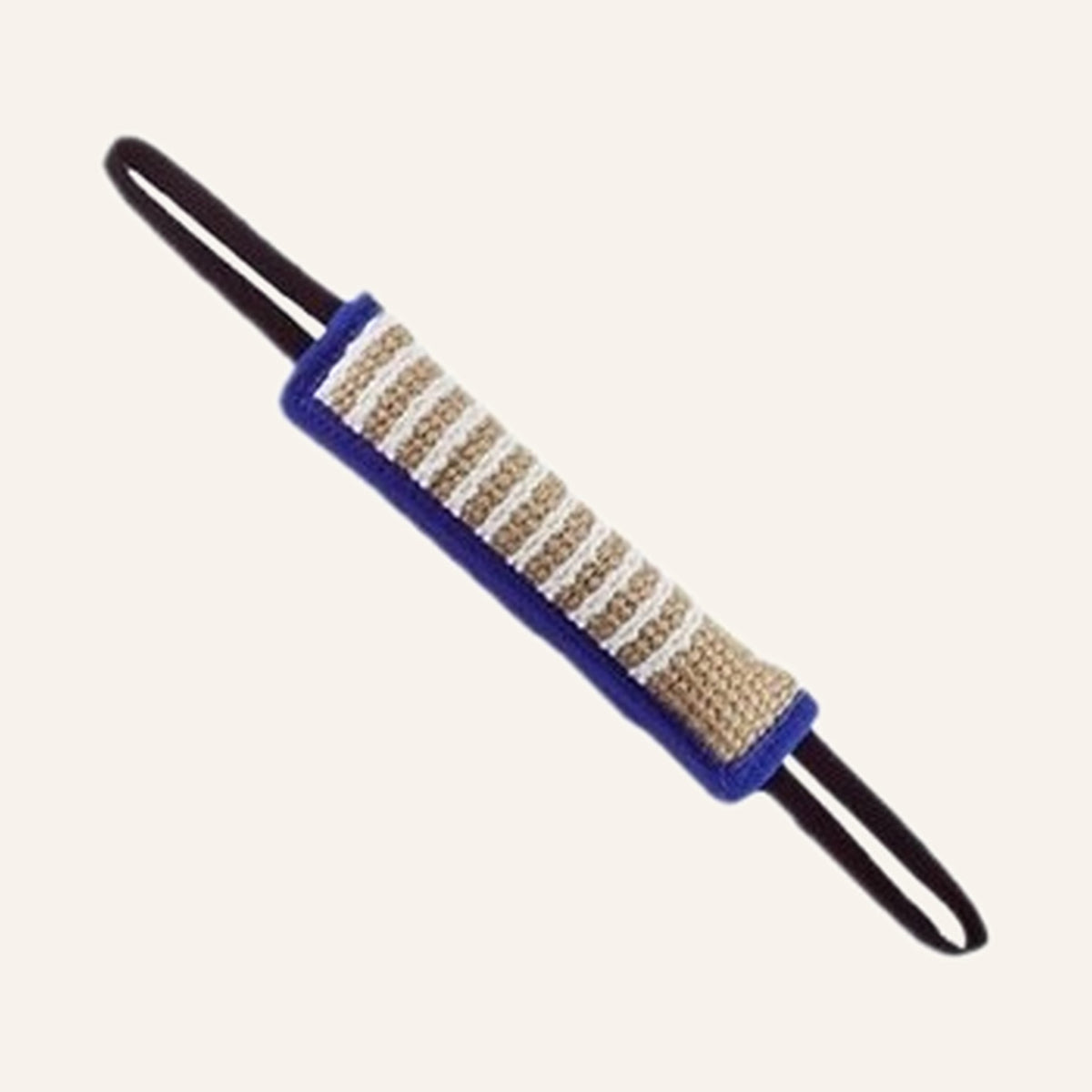 Jute tug toy with blue handles