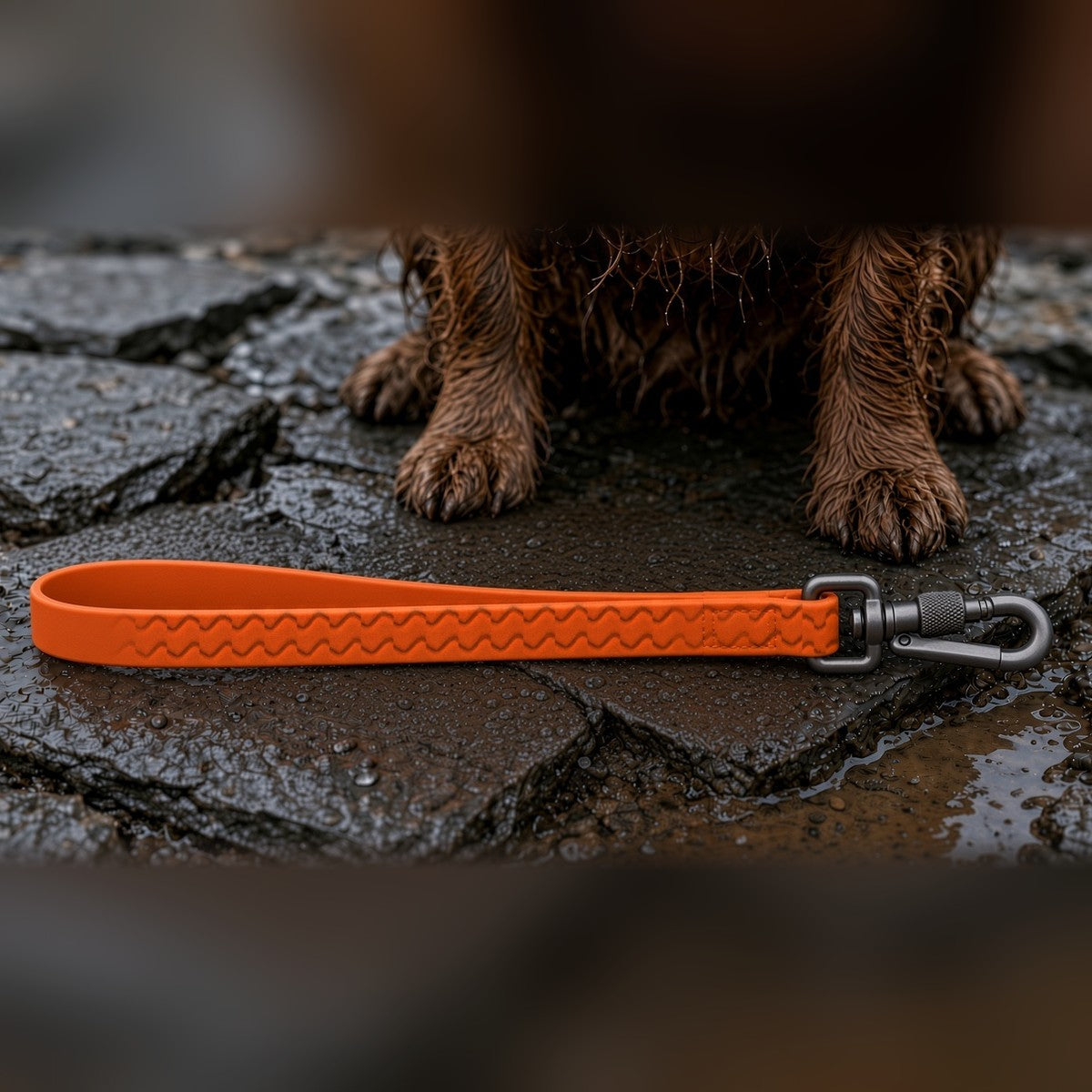 Orange Waterproof Wipe-Clean Lead with screw-lock clip on wet slate