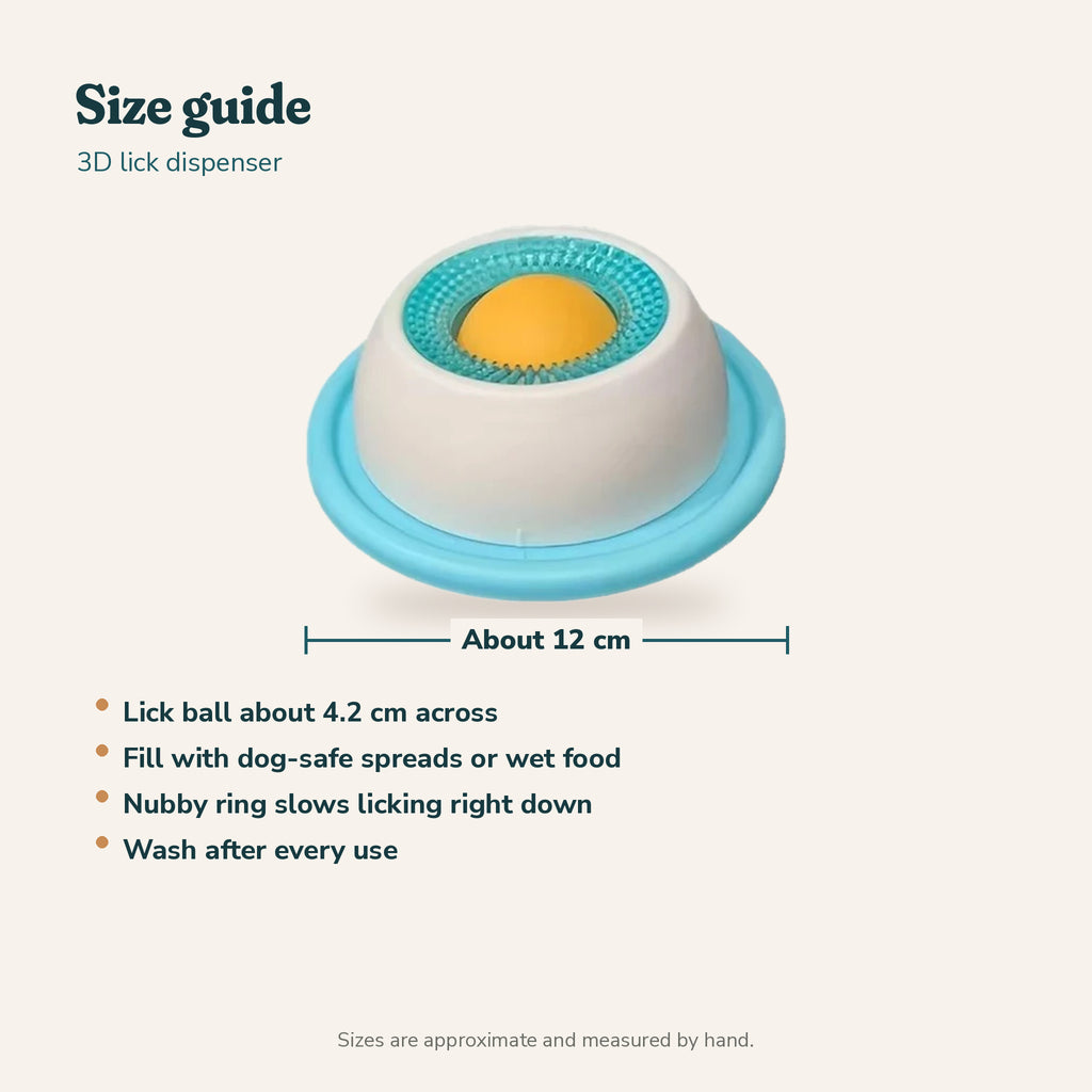 3D Lick Toy Treat Dispenser: size guide