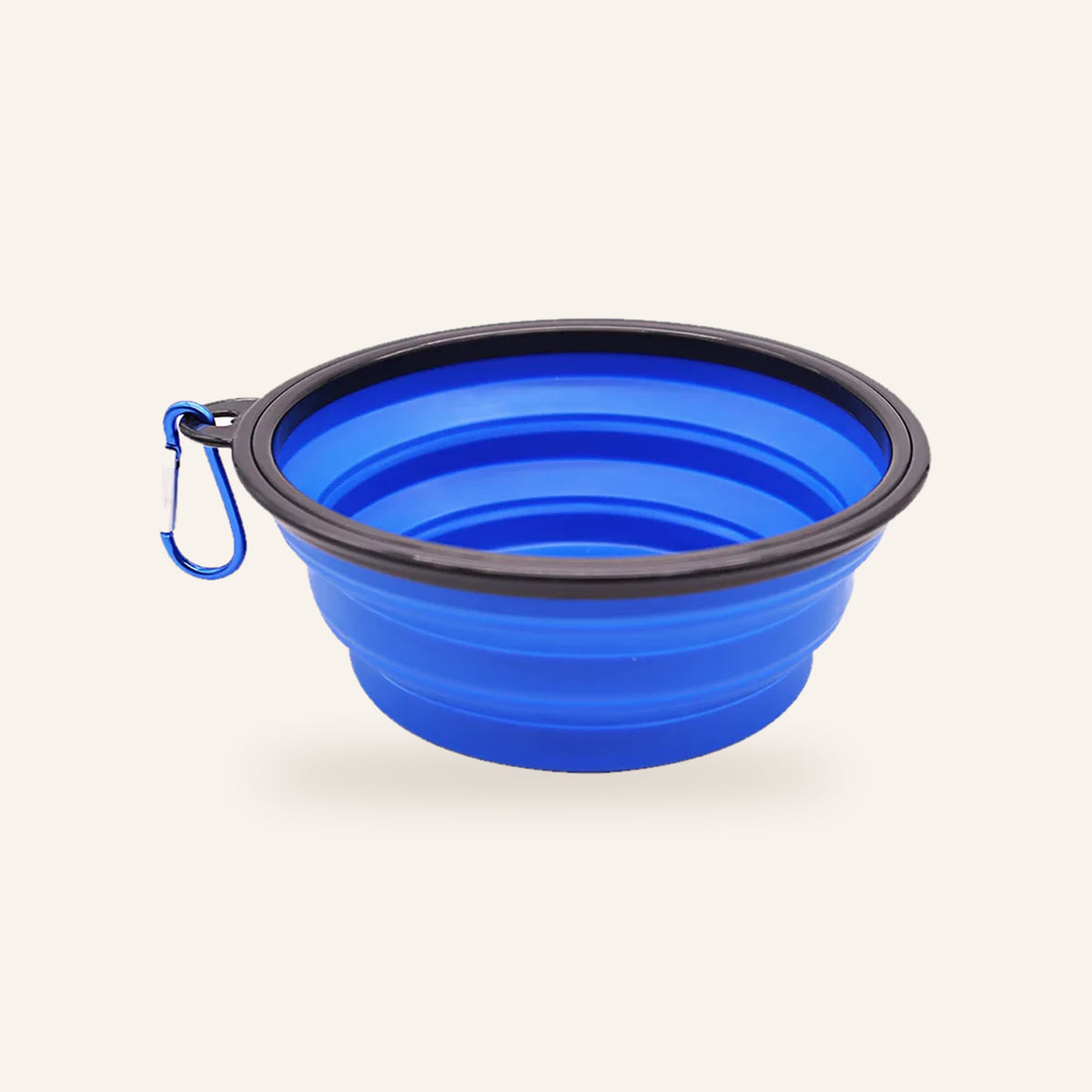 Collapsible Silicone Travel Bowl with Clip: blue