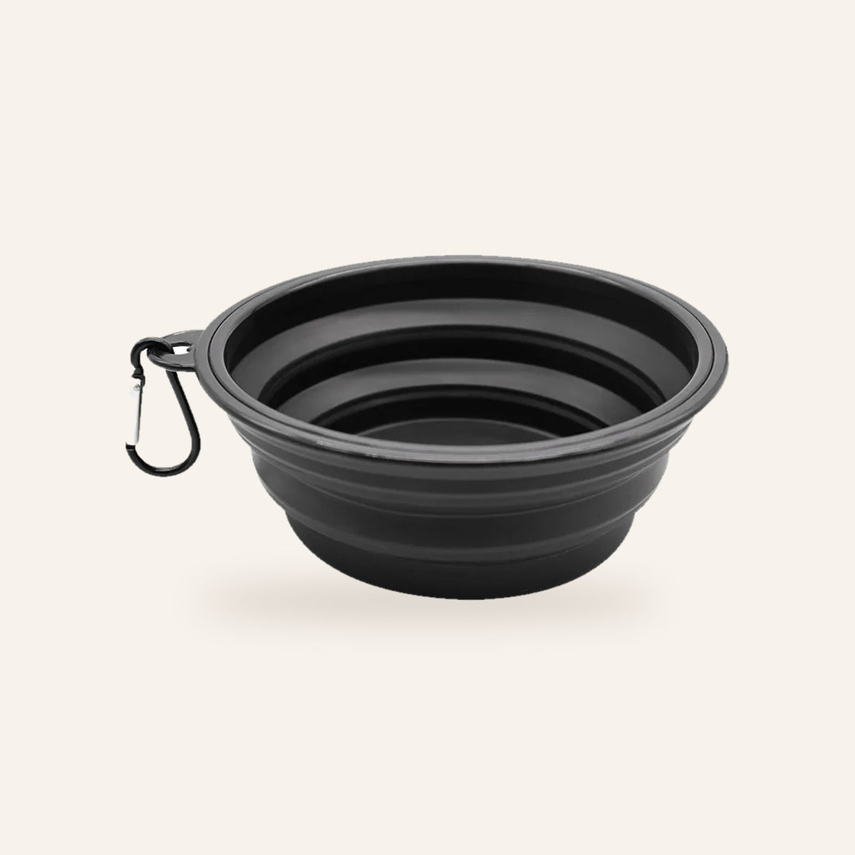 Collapsible Silicone Travel Bowl with Clip: black