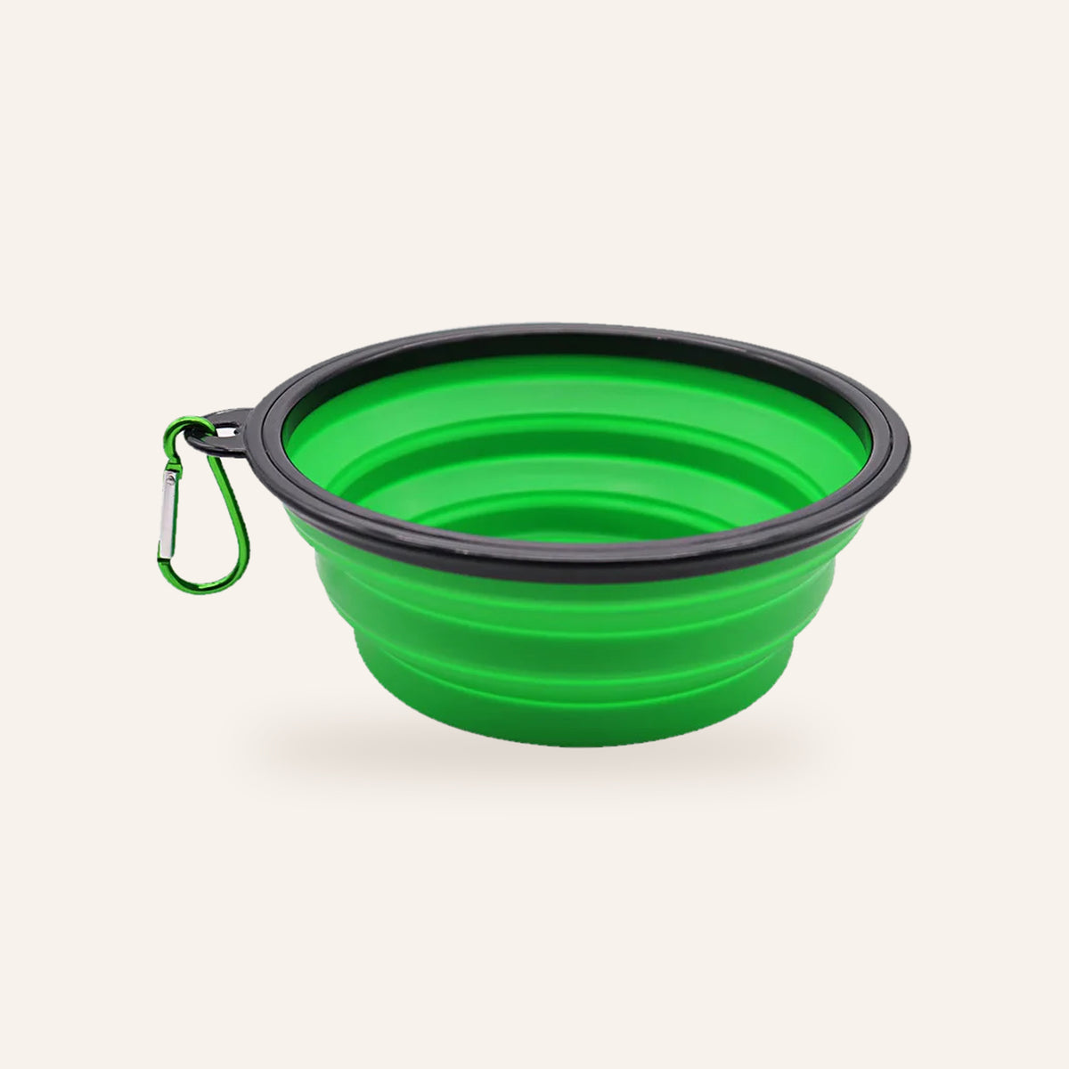 Collapsible Silicone Travel Bowl with Clip: green