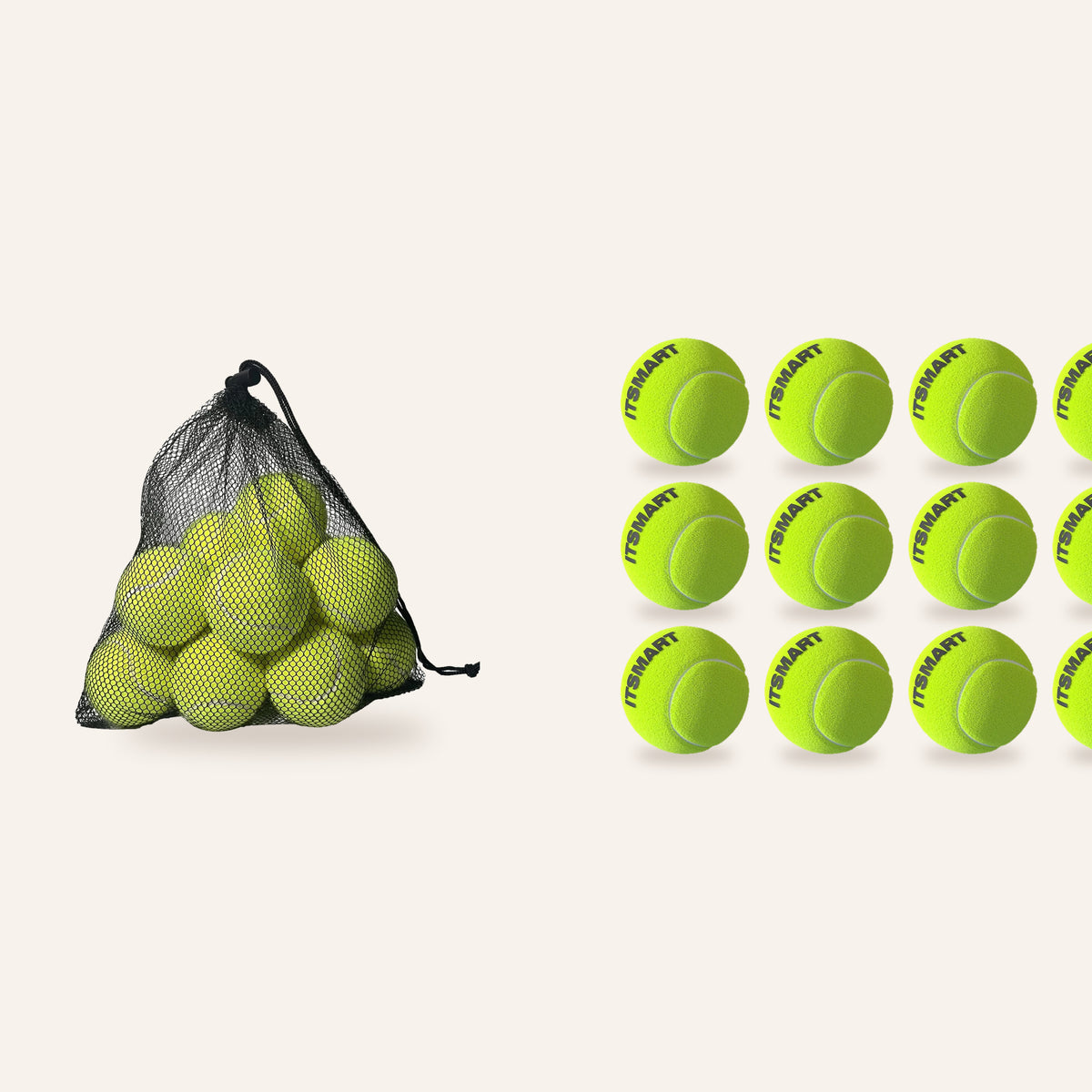 Dog Tennis Balls with Mesh Bag: 12 pack