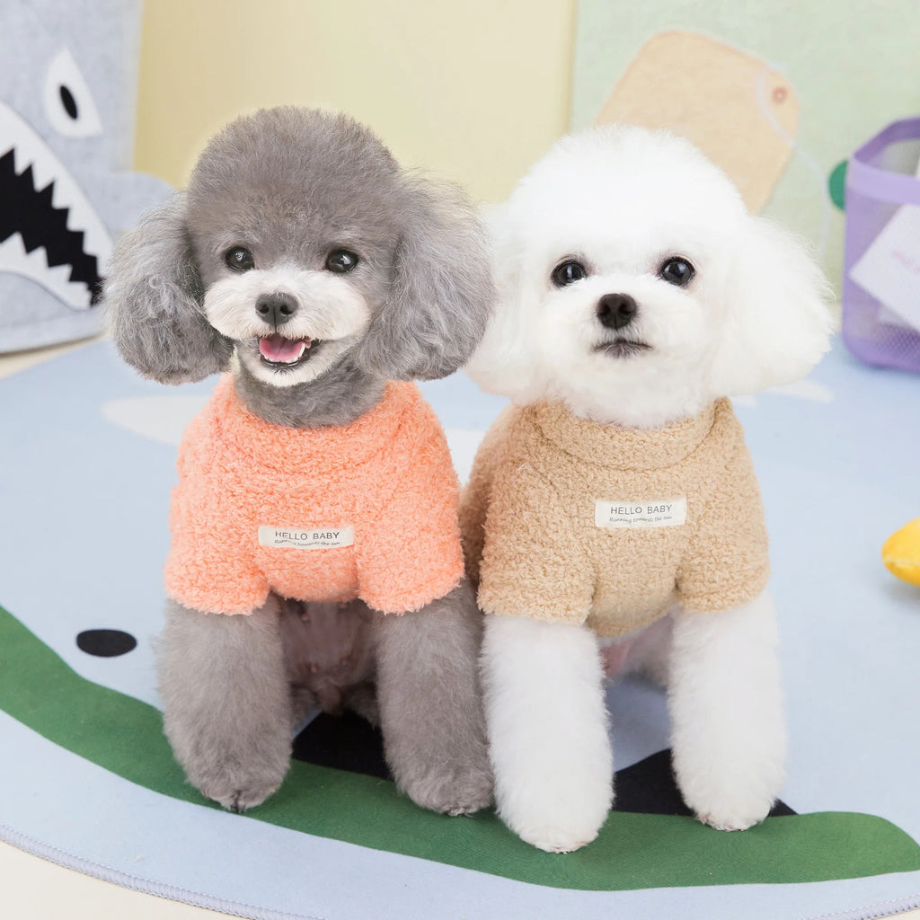 Warm Plush Winter Dog Jumper: worn orange and khaki