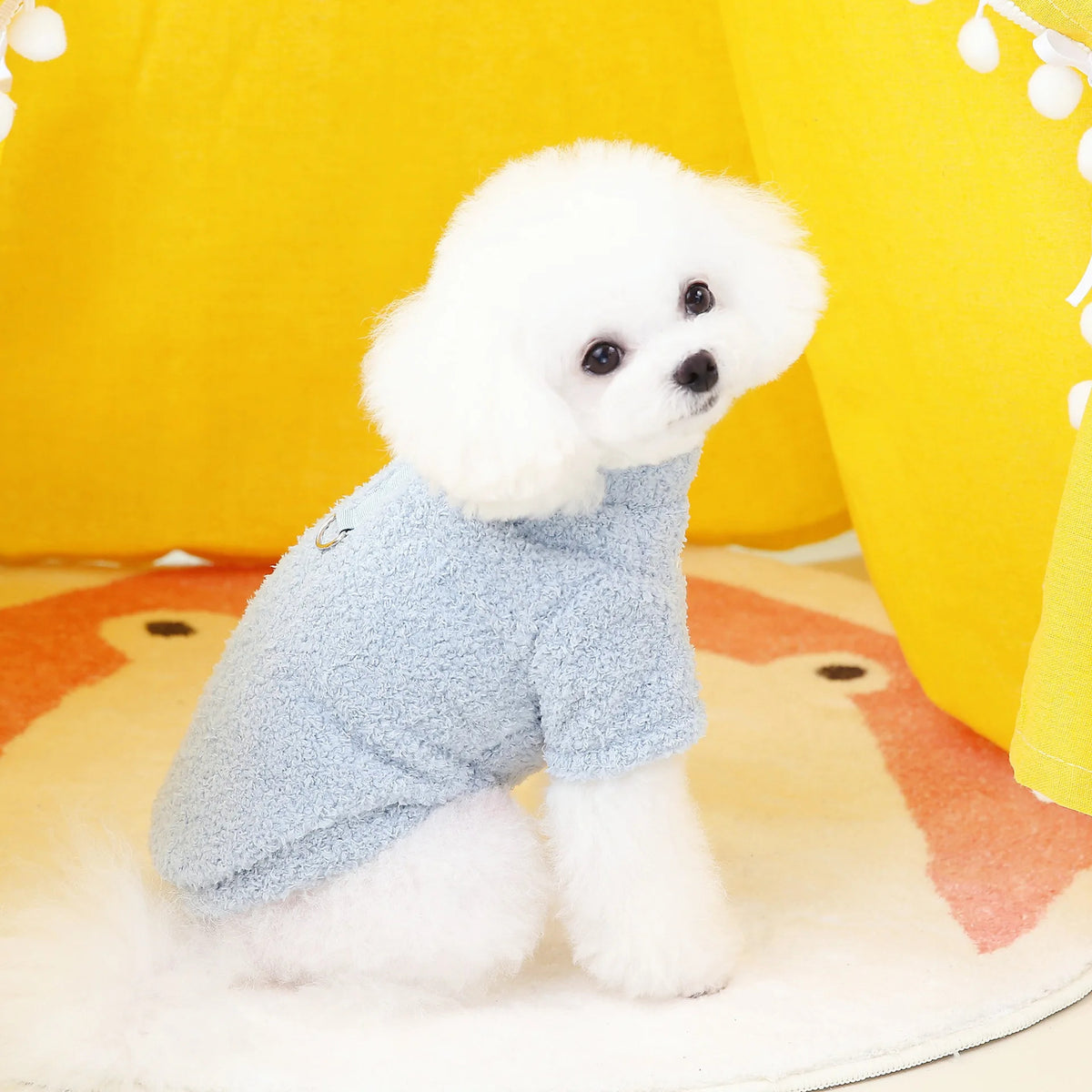 Warm Plush Winter Dog Jumper: worn blue