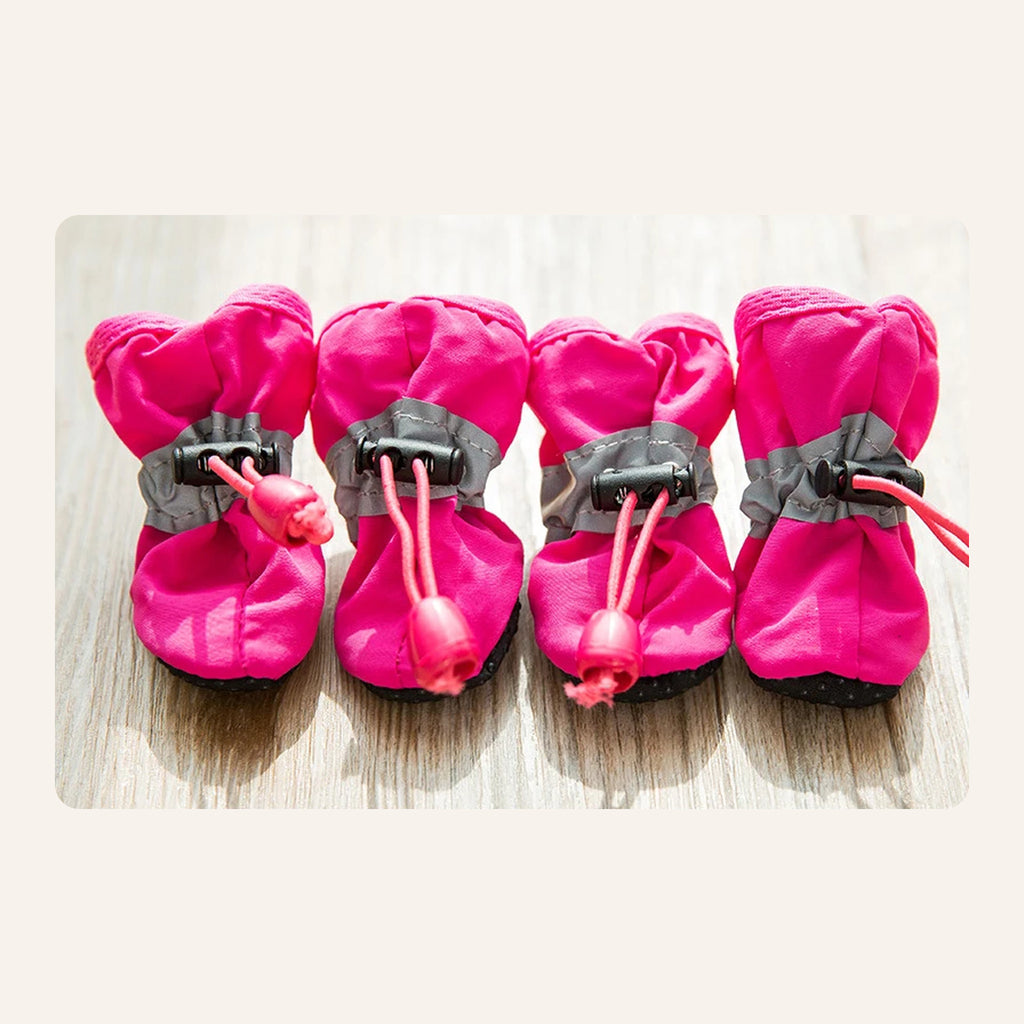 Waterproof Dog Rain Boots (Set of 4): pink set of 4