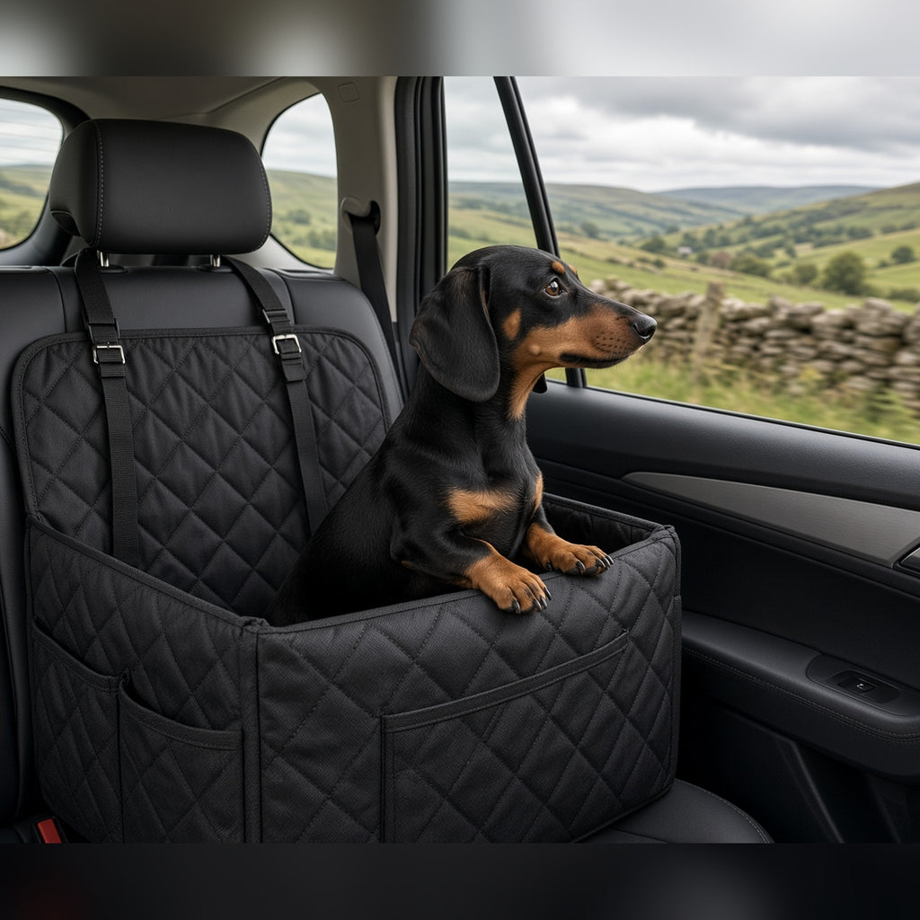 Dog Car Seat with Safety Belt: black back seat