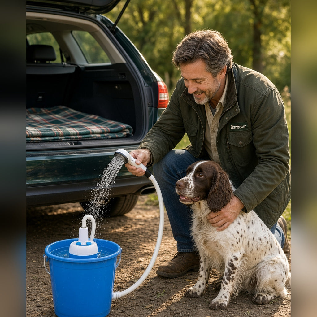 Rechargeable Portable Dog Shower Pump: rinsing dog