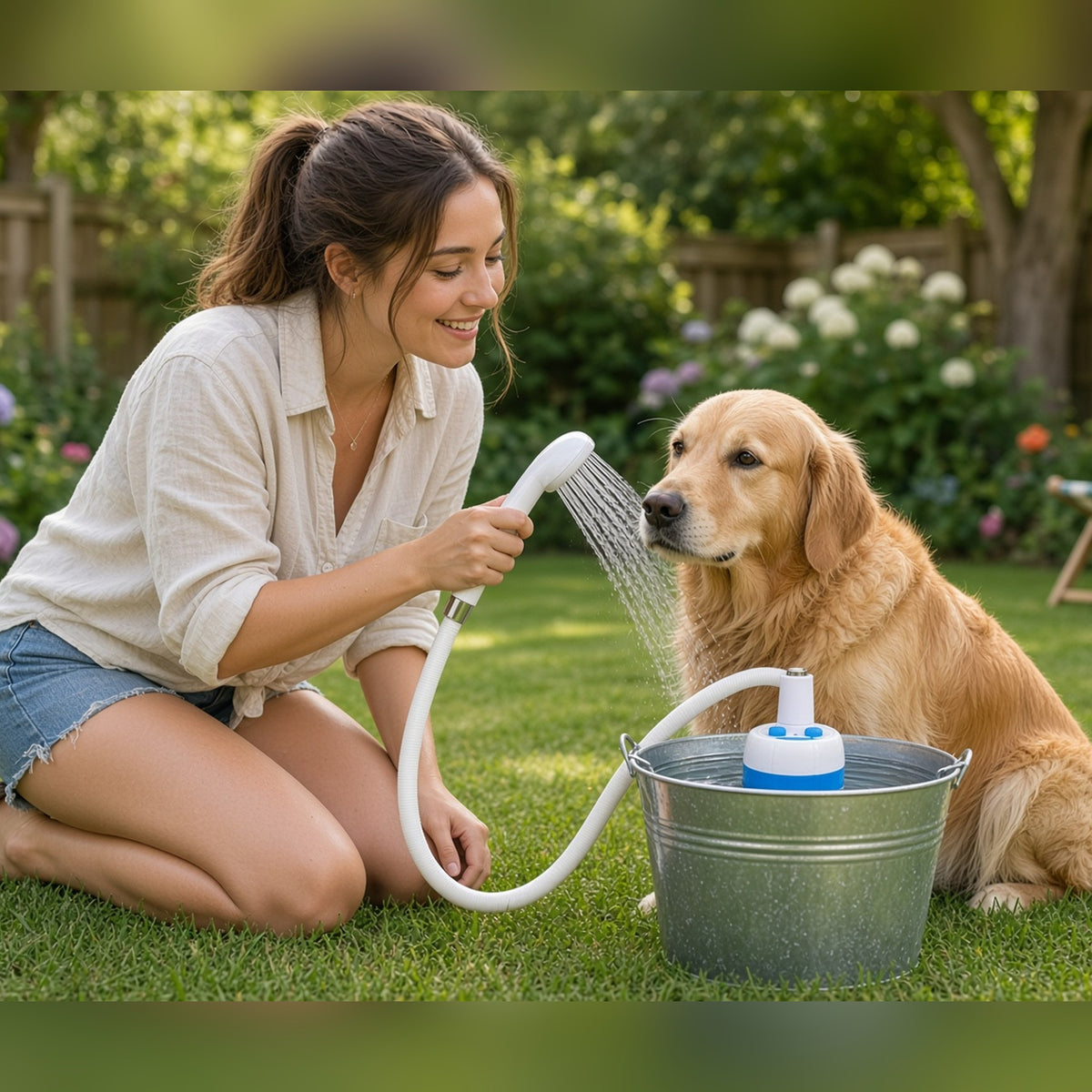 Rechargeable Portable Dog Shower Pump: garden