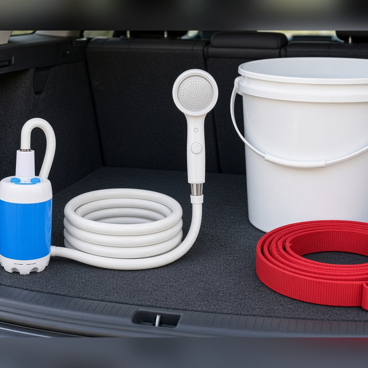 Rechargeable Portable Dog Shower Pump: car boot