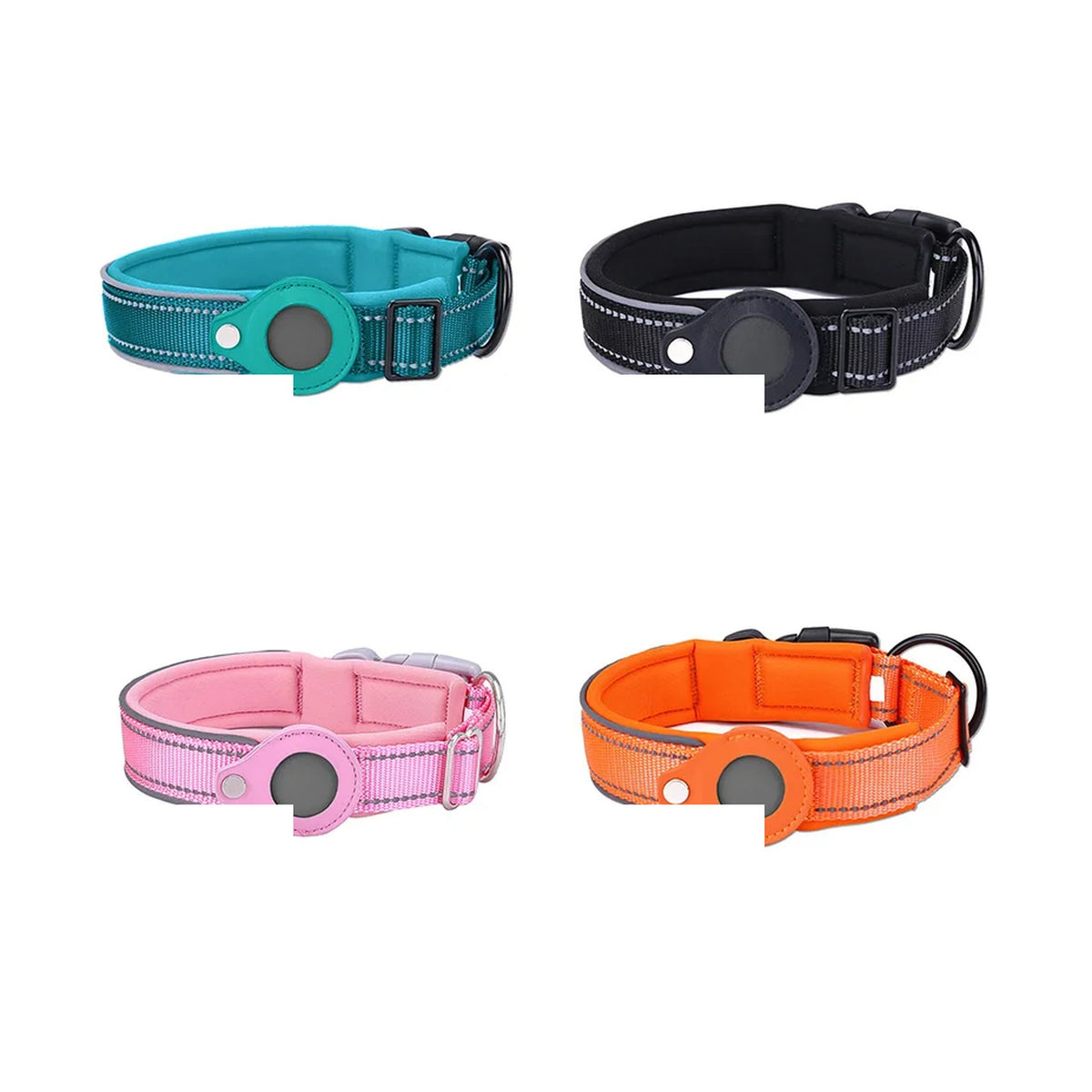 Reflective Dog Collar with Tracker Pocket: colours