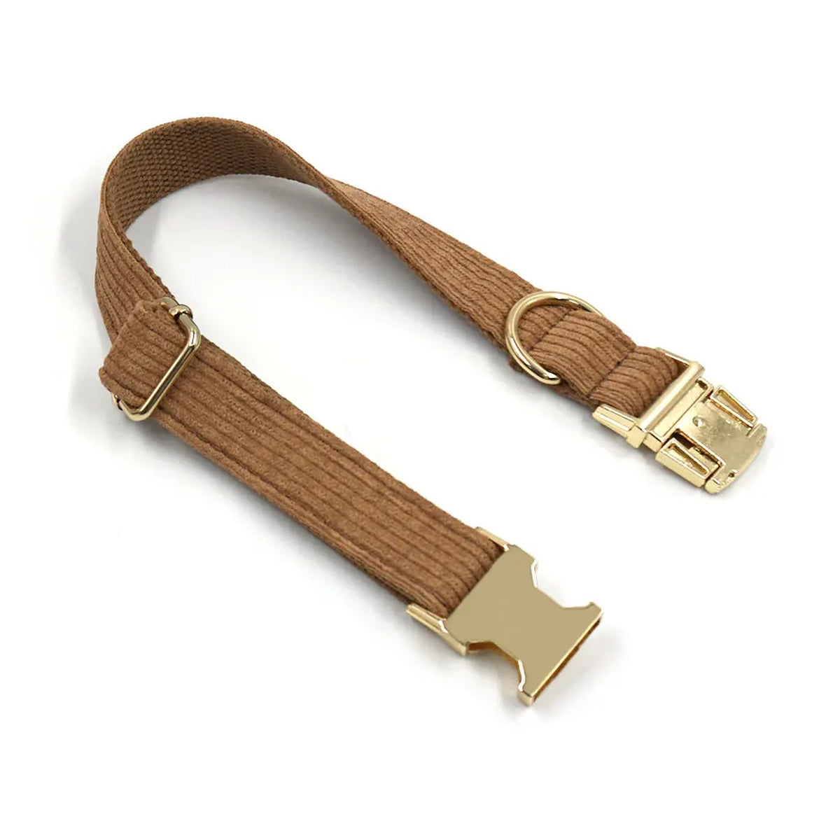 Corduroy Dog Collar & Lead Set with Gold Buckle: collar