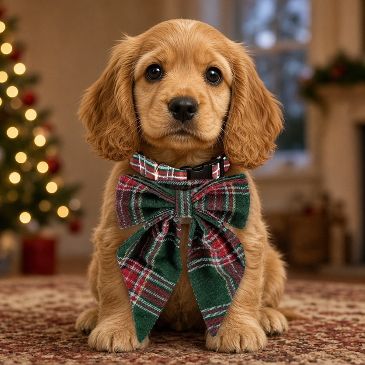 Christmas Snowflake Bow Collar