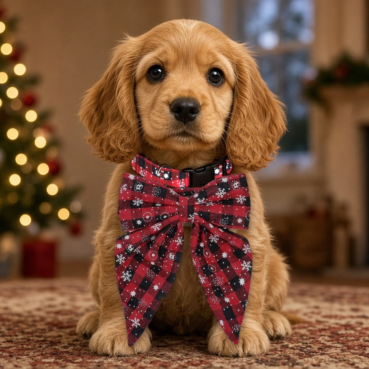 Christmas Snowflake Bow Collar