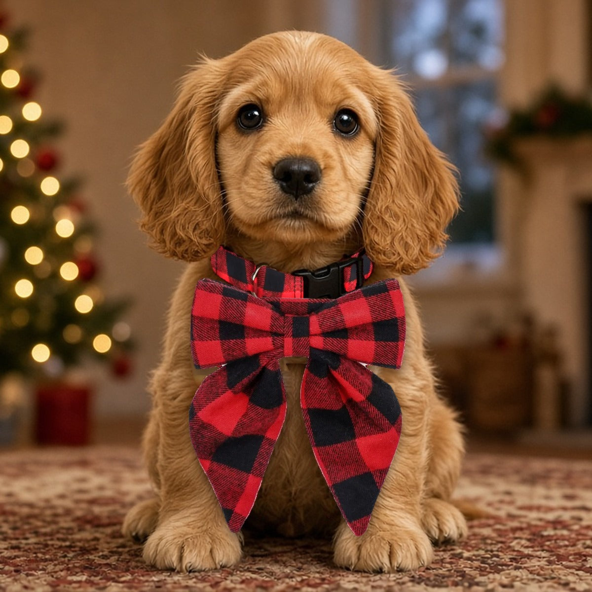 Christmas Snowflake Bow Collar