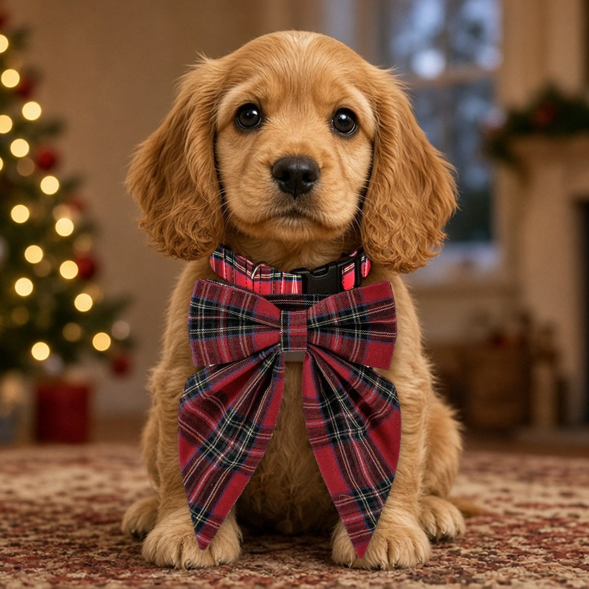 Christmas Snowflake Bow Collar
