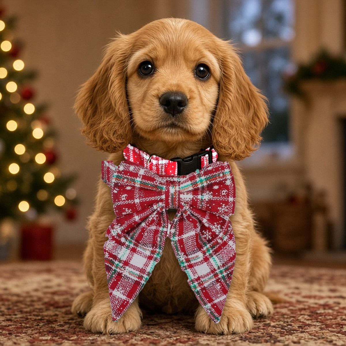 Christmas Snowflake Bow Collar